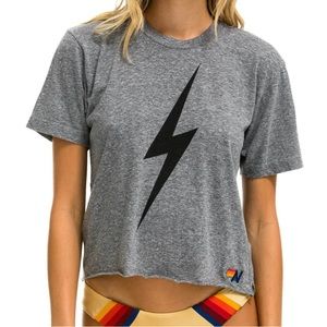 Grey Lightning Bolt Boyfriend Tee